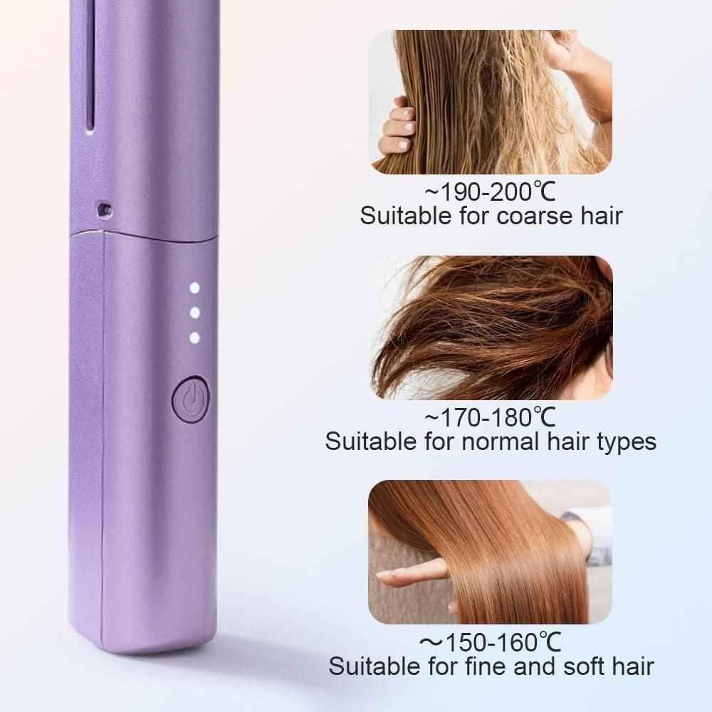Portable Mini Hair Straightener – Cordless Rechargeable Hot Comb