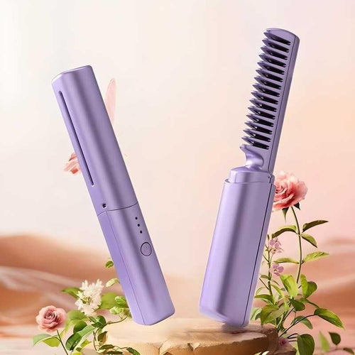 Portable Mini Hair Straightener – Cordless Rechargeable Hot Comb